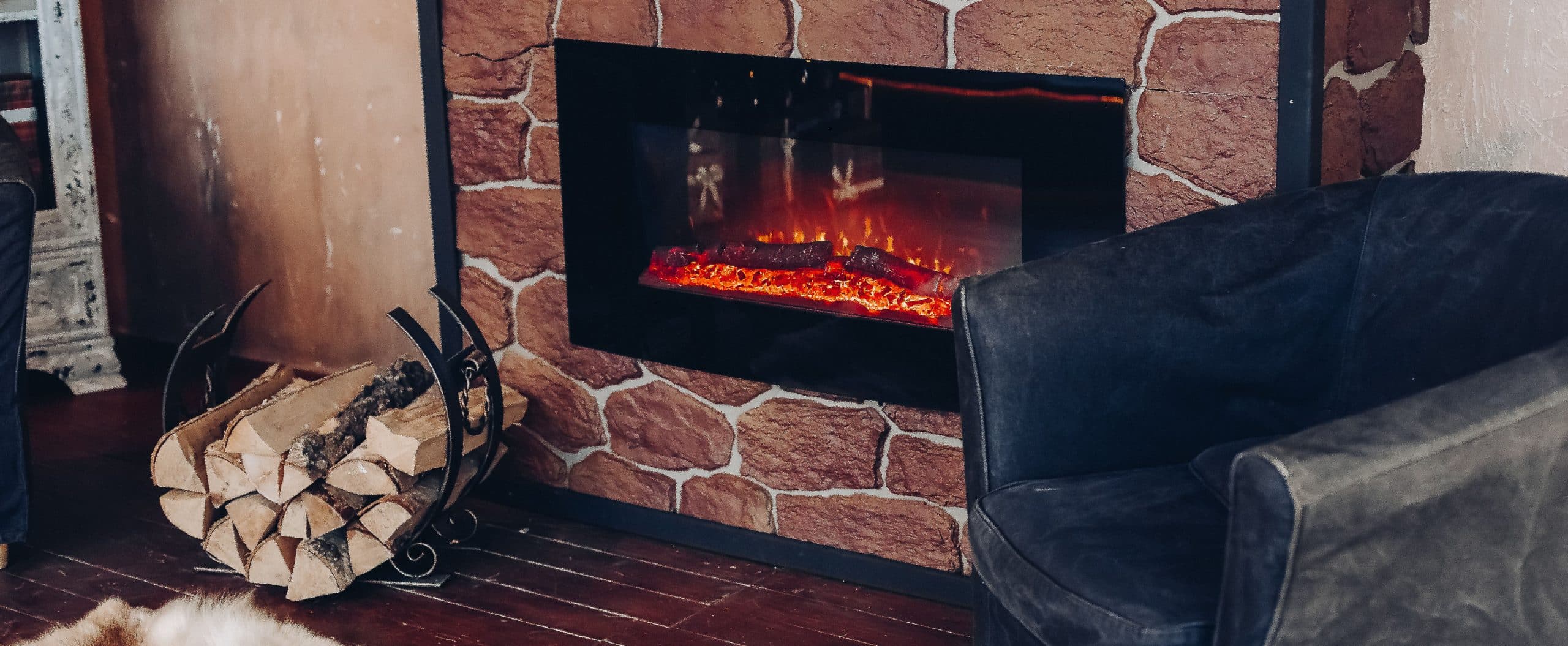 fireplace with log holder
